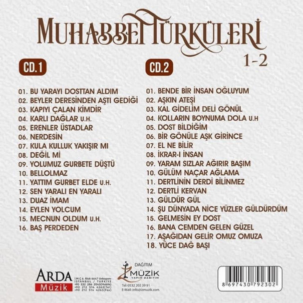 Muhabbet Türküleri- Muhabbet Türküleri CD | Vol.1-2(2CD) Karışık Türküler CD