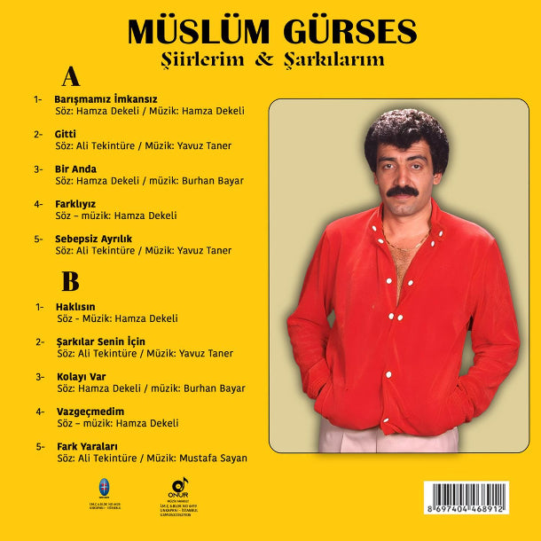Müslüm Gürses - Şiirlerim - Şarkılarım (Plak) Müslüm Gürses Plak | Schallplatte | LP