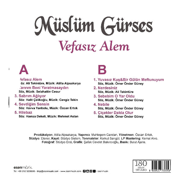 Müslüm Gürses - Vefasız Alem (Plak)Müslüm Gürses Albüm Plak | Vefasız Alem Plak | LP
