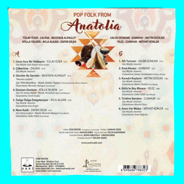 Pop Folk From Anatolia Plak|Türk Halk | Plak (Renkli Plak)Schallplatte|LP