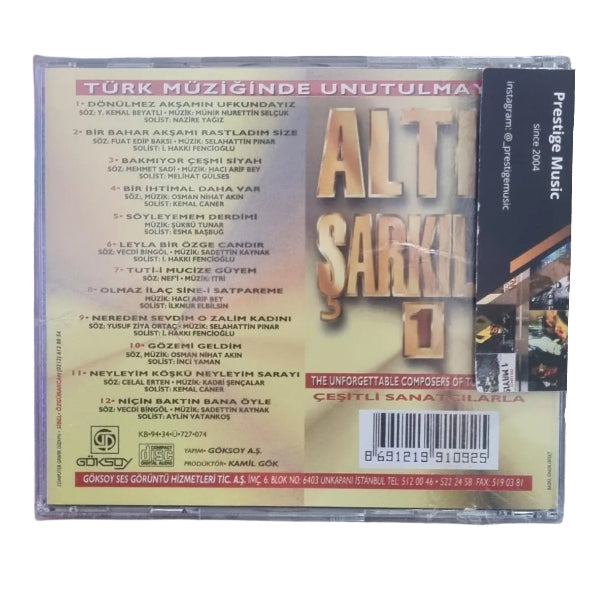 Türk Müziğinde Unutulmayan Altın Şarkılar - 1 (Türkische Kunstmusik | CD) Türk Sanat | Sanat | Müziği | CD