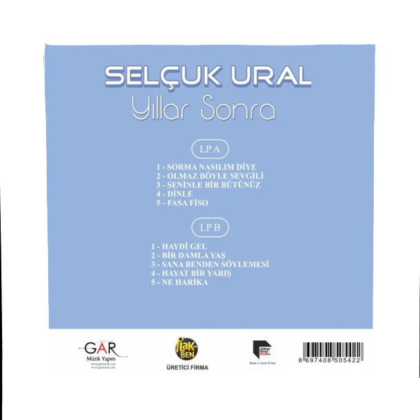 Selçuk Ural - Yıllar Sonra (Plak)Selçuk Ural Yıllar Sonra Plak | Türkçe pop | Türkischer pop | LP