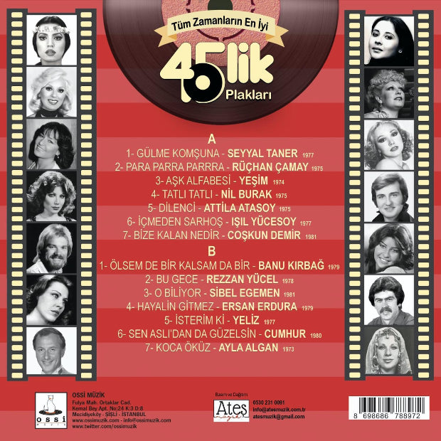 Tüm Zamanların En İyi 45'lik Plakları Plak (Türkçe Nostalji Pop Plak) Türkischer Pop Schallplatte