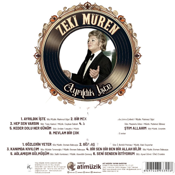 Zeki Müren - Ayrıldık İşte Plak (Zeki Müren Plak) Türk Sanat |Sanat Müziği Plak |Schallplatte | LP